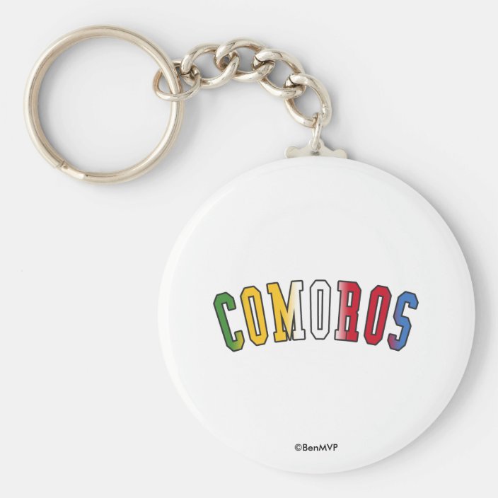 Comoros in National Flag Colors Keychain