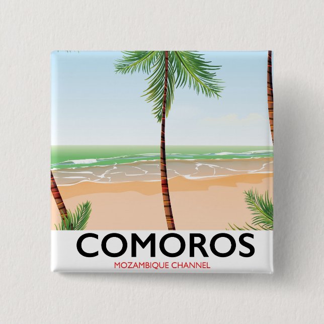 Comoros island vacation poster. button (Front)