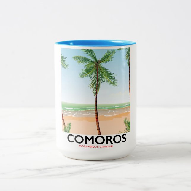Comoros island vacation poster. Two-Tone coffee mug (Center)