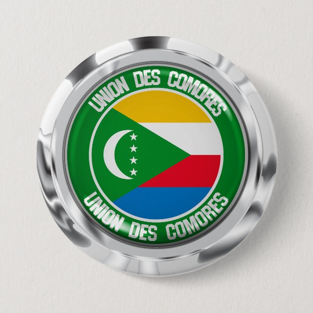 Comoros Round Emblem Button (Front)