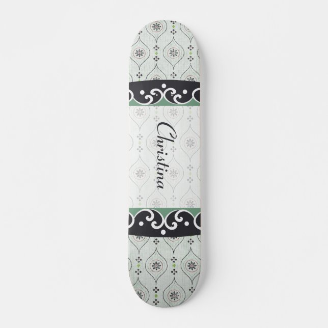 Comp Skateboard Blue Flower Pattern Deck (Front)