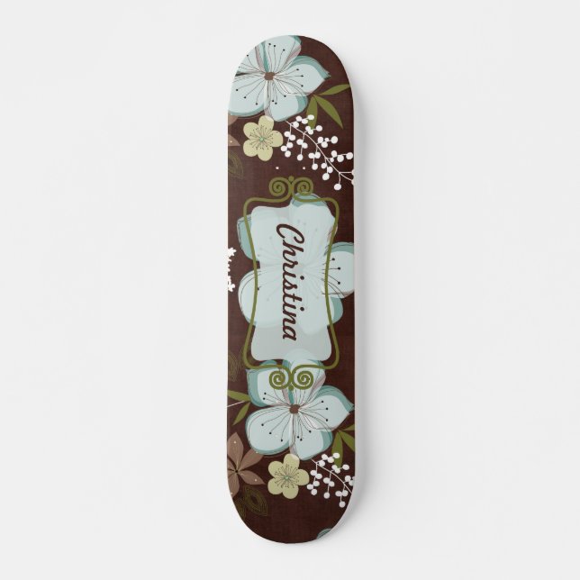 Comp Skateboard Hawaiian Blue Flower Deck (Front)