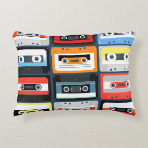 Compact cassettes. Set. Vintage illustration flat  Accent Pillow