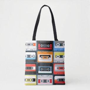 Compact cassettes. Set. Vintage illustration flat Tote Bag