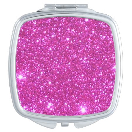 Compact Cosmetic Mirror Girlie Pink Sparkly Gift 2