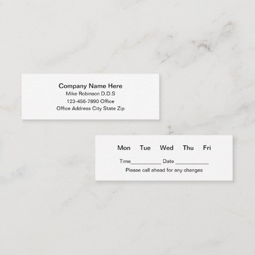 Compact Dentist Office Appointment Cards