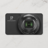 Modern Photographer Monogram Black Gold Camera Business Card