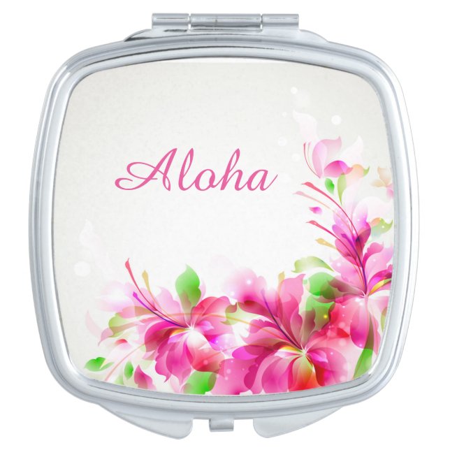 Compact Mirror-Aloha Floral Vanity Mirror (Front)
