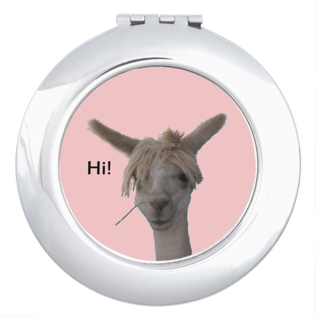 Compact Mirror - Alpaca says Hi (Front)