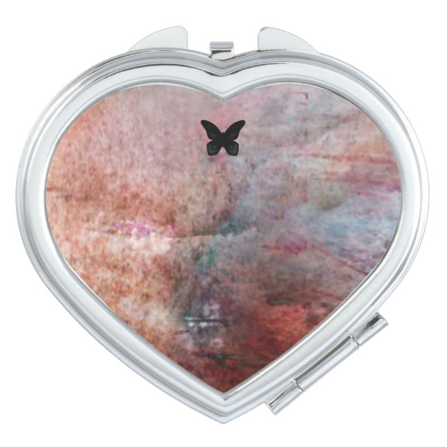 Compact Mirror - Black Butterfly and Fog (Front)