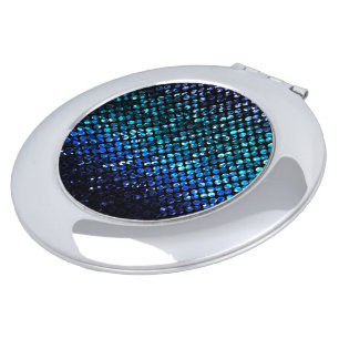 Compact Mirror Blue Crystal Bling Strass