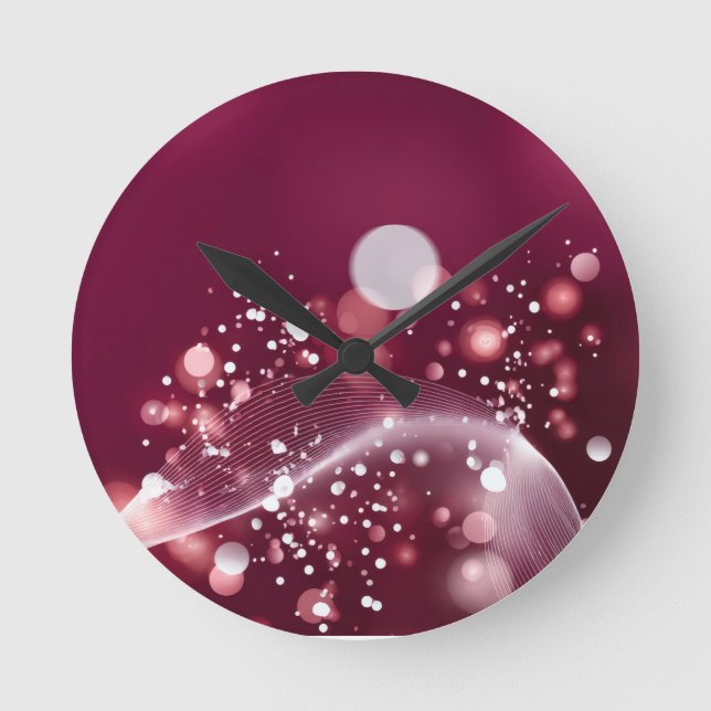 compact mirror Elegant Pink and White Design Round Clock (Front)