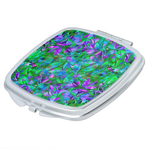 Compact Mirror Floral Abstract Stained Glass