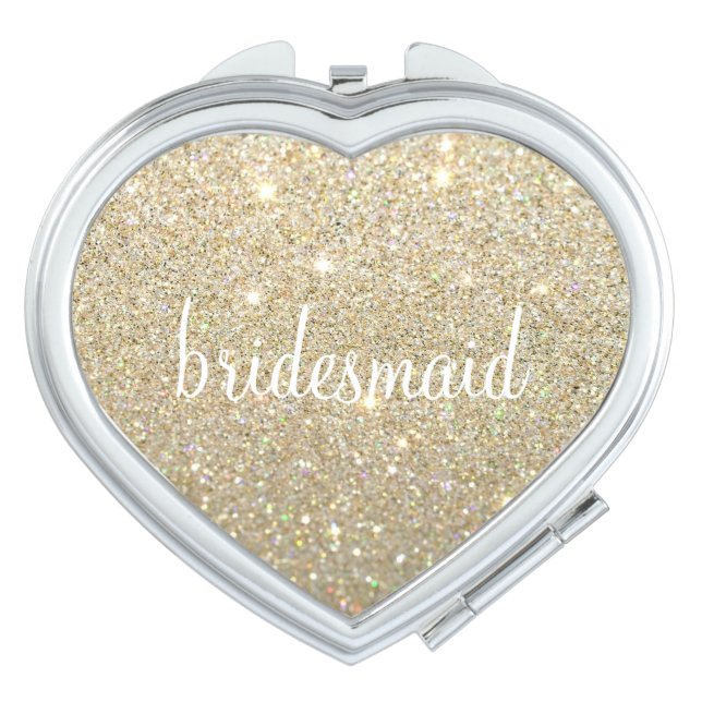Compact Mirror - Glitter Bridesmaid Fab Gold (Front)