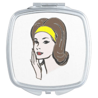 Compact Mirror, Lady, 1960s retro fasion Makeup Mirror