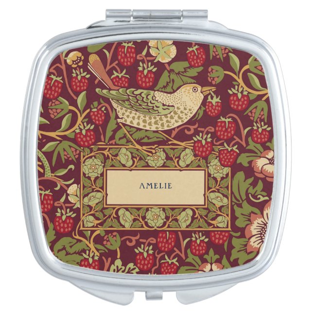 Compact Mirror William Morris Strawberry Thief  (Front)