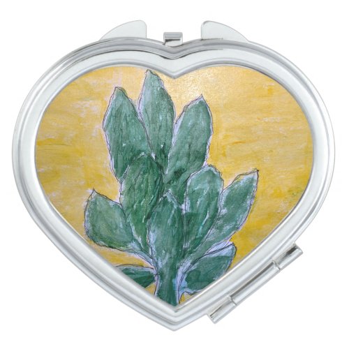 Compact Mirror with Abstract Botanical Design