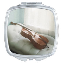 Compact mirror with beautiful cello photograph