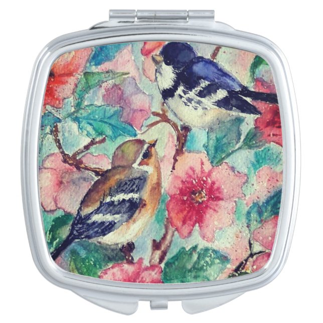 Compact Mirror with Cute Birds (Front)