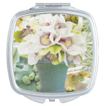 Compact Mirror with Orchid Design