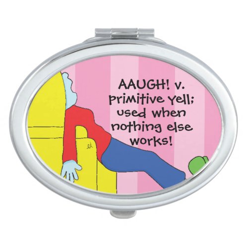 Compact Oval Mirror Primitive Womans Yell