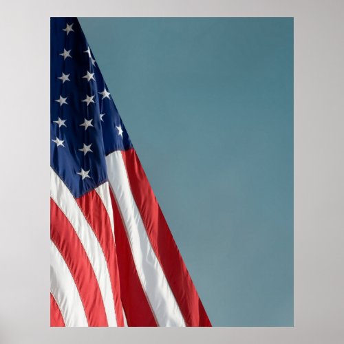 COMPACT PHOTO BACKDROP _ US Flag on Blue Gray Poster