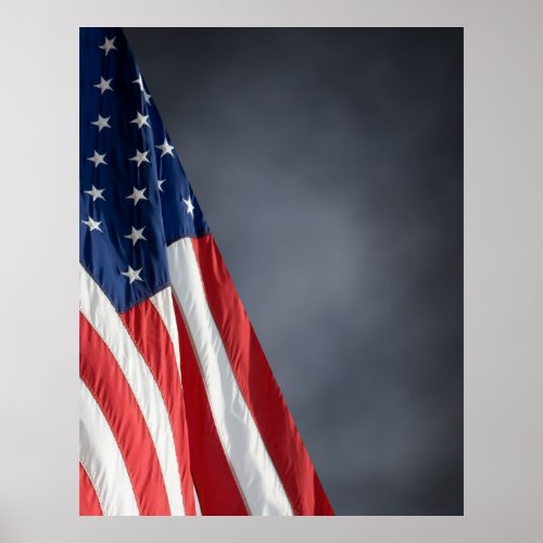 COMPACT PHOTO BACKDROP _ US Flag on Gray Blue Poster