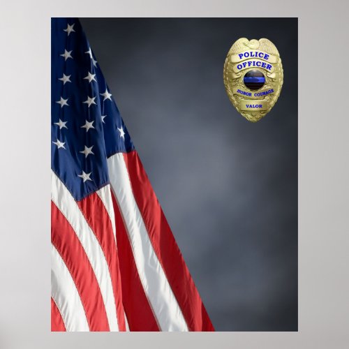 COMPACT POLICE PHOTO BACKDROP _ Flag and Badge Poster