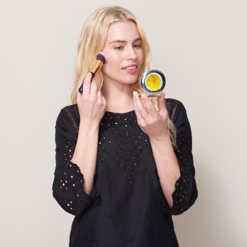 Compact _ Round _ Pencilled Yellow Pansy Makeup Mirror