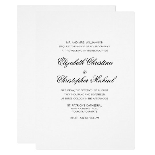 Compact Traditional Elegance (Reception to Follow) Invitation | Zazzle.com