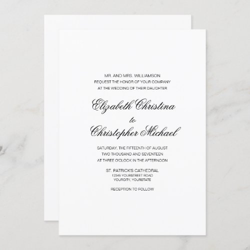 Compact Traditional Elegance Reception to Follow Invitation
