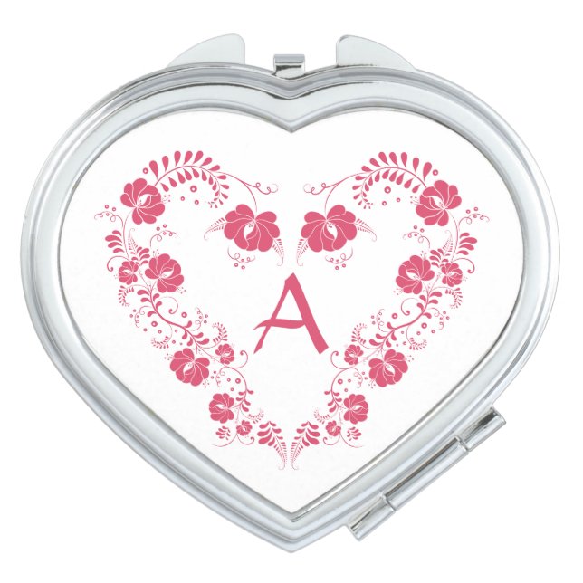 Compact Travel Mirror With Monogram And The Heart  (Front)
