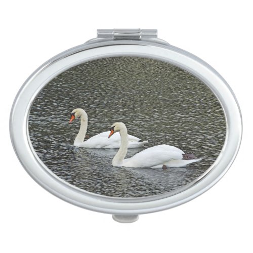COMPACT WHITE SWANS SIDE BY SIDE MAKEUP MIRROR