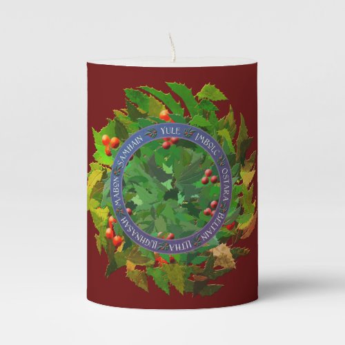 Compact Yule Wheel of the Year Pillar Candle