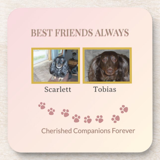 Companions Connected by Pawprints Beverage Coaster (Front)