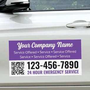 Company Advertising QR Code Custom Purple Car Magnet