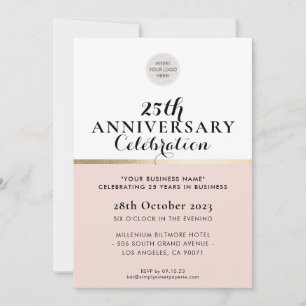 COMPANY ANNIVERSARY elegant black blush pink gold Invitation