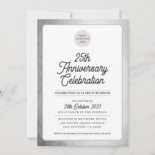 COMPANY ANNIVERSARY modern business silver gray Invitation