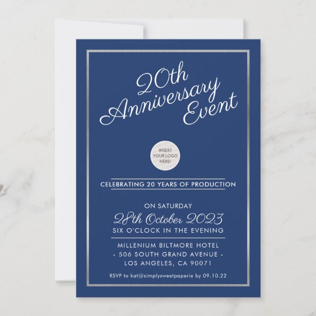 COMPANY ANNIVERSARY modern business silver navy Invitation (Front)