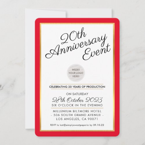 COMPANY ANNIVERSARY PARTY modern business red gold Invitation