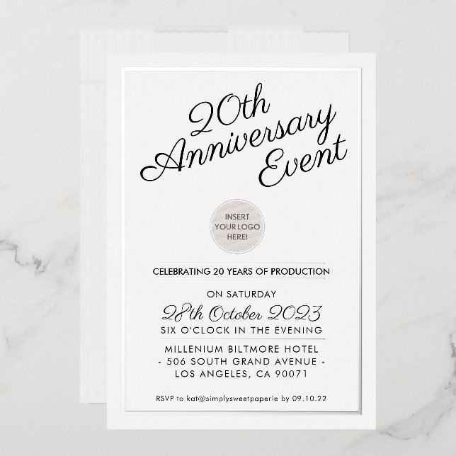COMPANY ANNIVERSARY PARTY modern business silver Foil Invitation (Envelope)