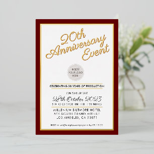 COMPANY ANNIVERSARY PARTY modern logo maroon gold Foil Invitation