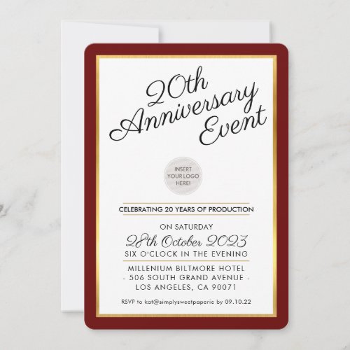 COMPANY ANNIVERSARY PARTY modern maroon red gold Invitation