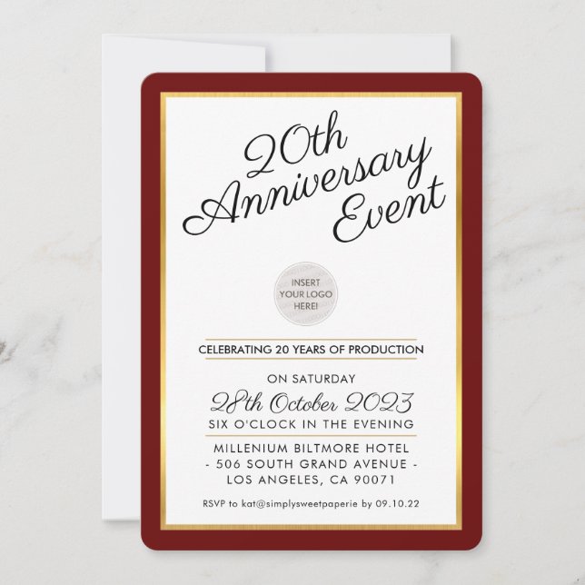 COMPANY ANNIVERSARY PARTY modern maroon red gold Invitation (Front)