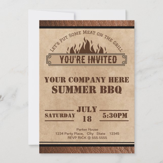 Company BBQ Invitation, Summer Cookout, Potluck Invitation (Front)
