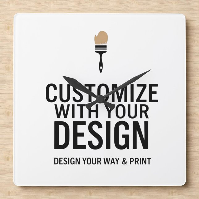 Company Branded Custom Minimalist Personalized   Square Wall Clock (Creator Uploaded)