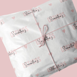 Company Branded Logo Pattern Feminine Pink &amp; White Tissue Paper