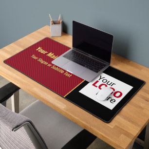 Company Branded Maroon, Gold, Black - Large Logo Desk Mat