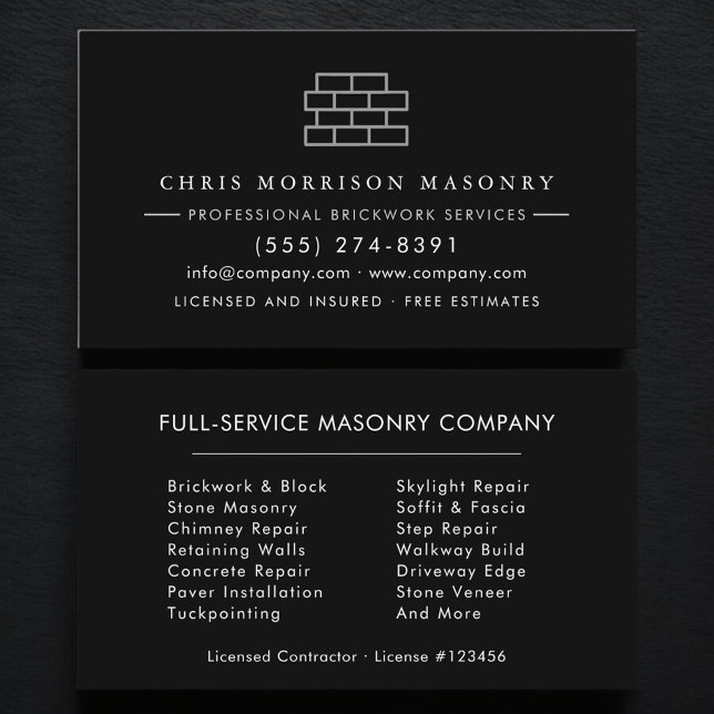 Company Bricklayer Brick Masonry Construction Business Card (Creator Uploaded)