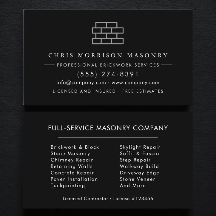 Company Bricklayer Brick Masonry Construction Business Card